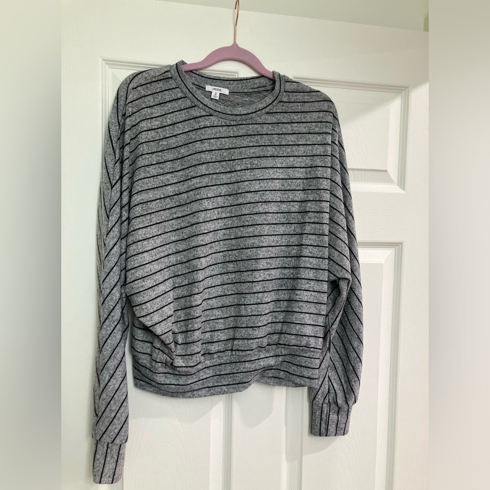 Ardene Gray and Black Crew Neck Sweater with Stripes